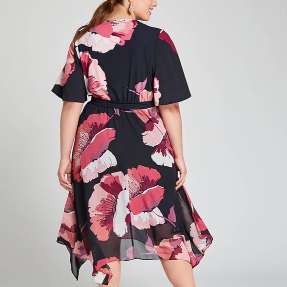 NWT Lane Bryant Floral Crossover Midi Dress - Picture 2 of 3